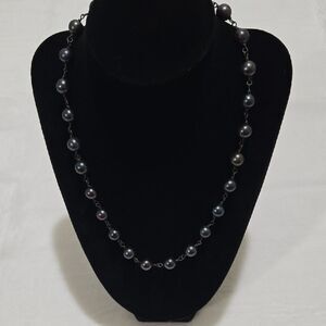 Black Pearls On Sterling Silver Necklace
